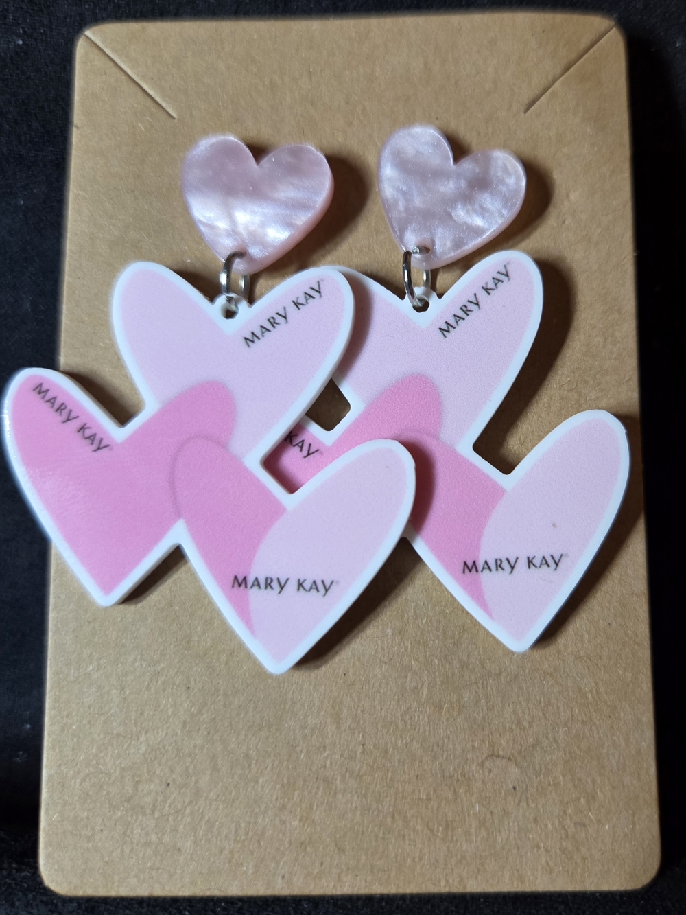 Mary Kay Pink Heart Drop Earrings